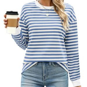 Striped Long Sleeve Tunic Tops for Women